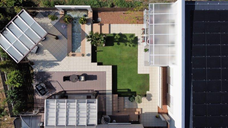 リゾートガーデンのドローン撮影。