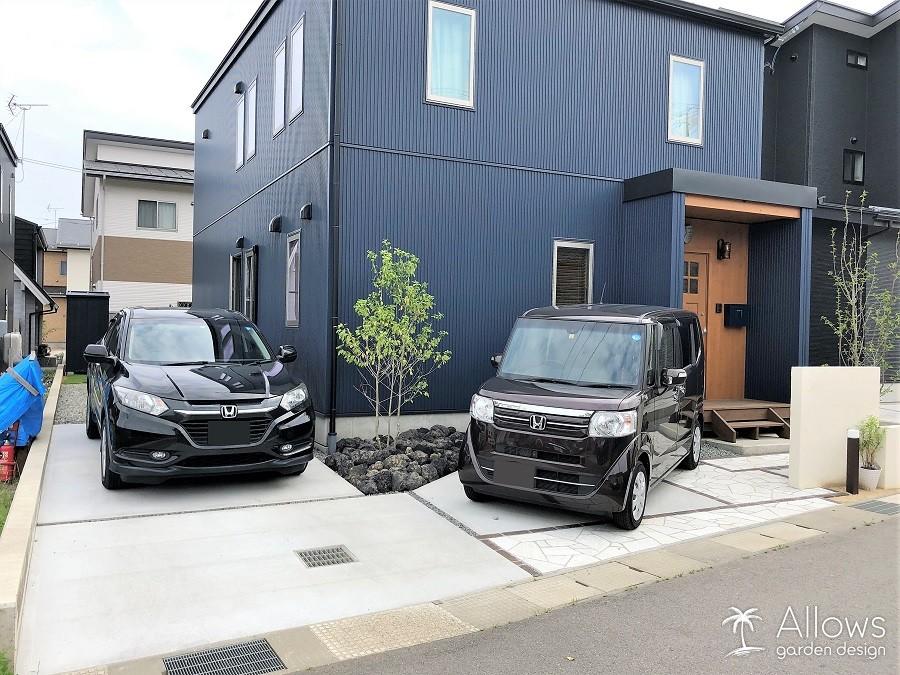 石張りとコンクリート