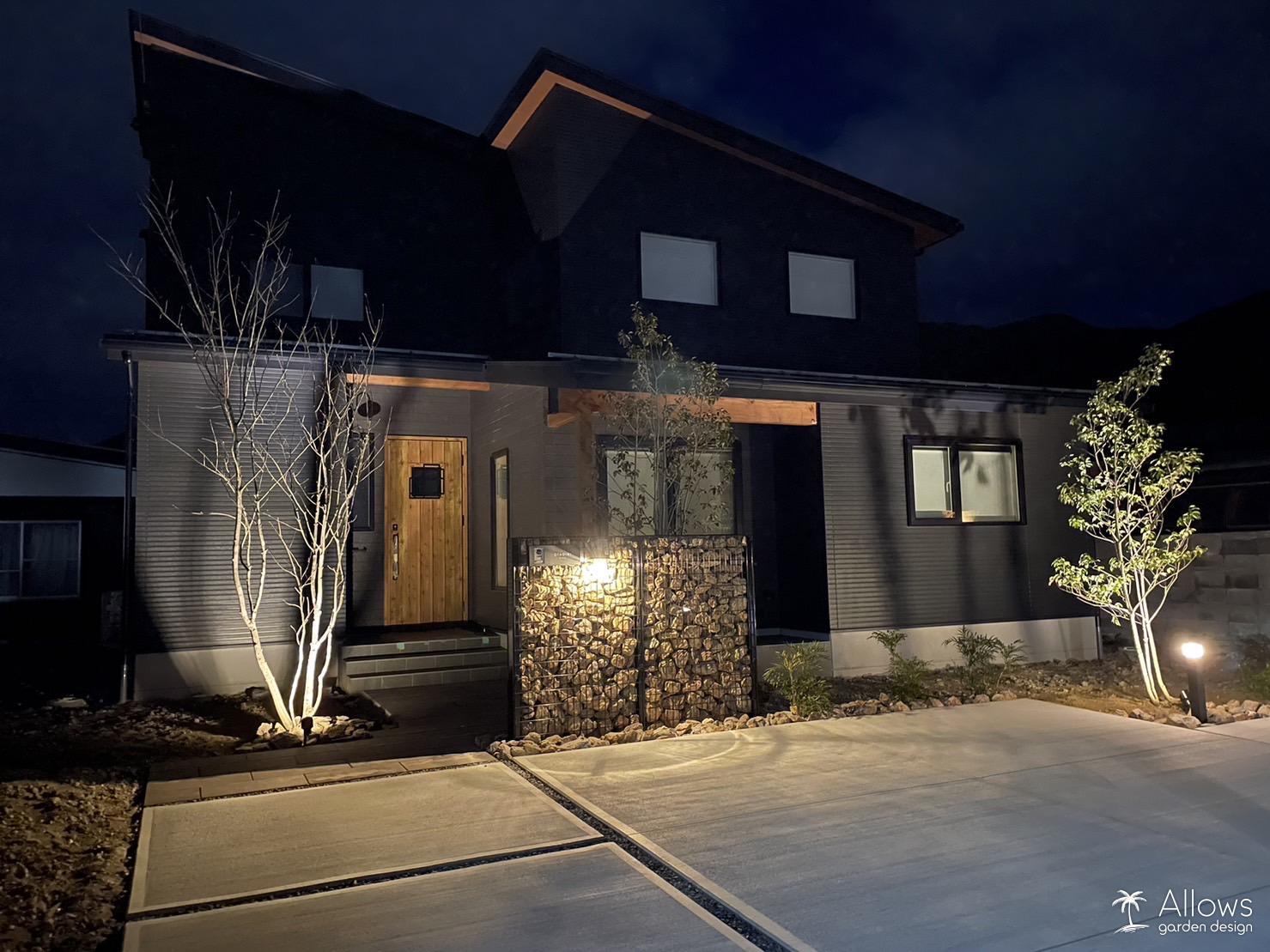 ガビオン門袖×おがせ石×ライト