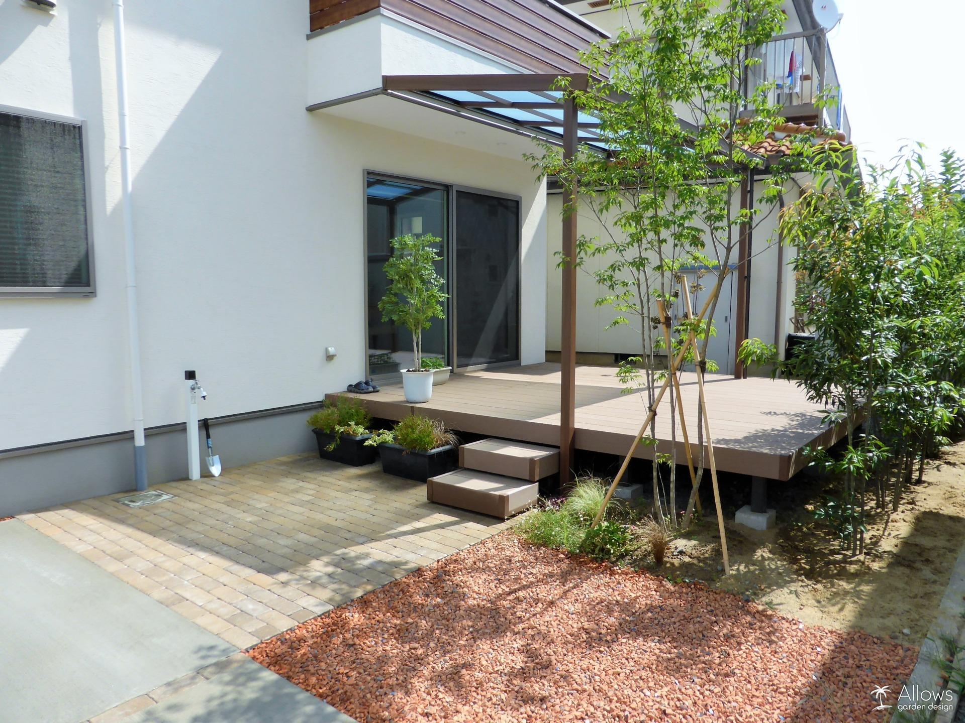 ウッドデッキとテラス屋根