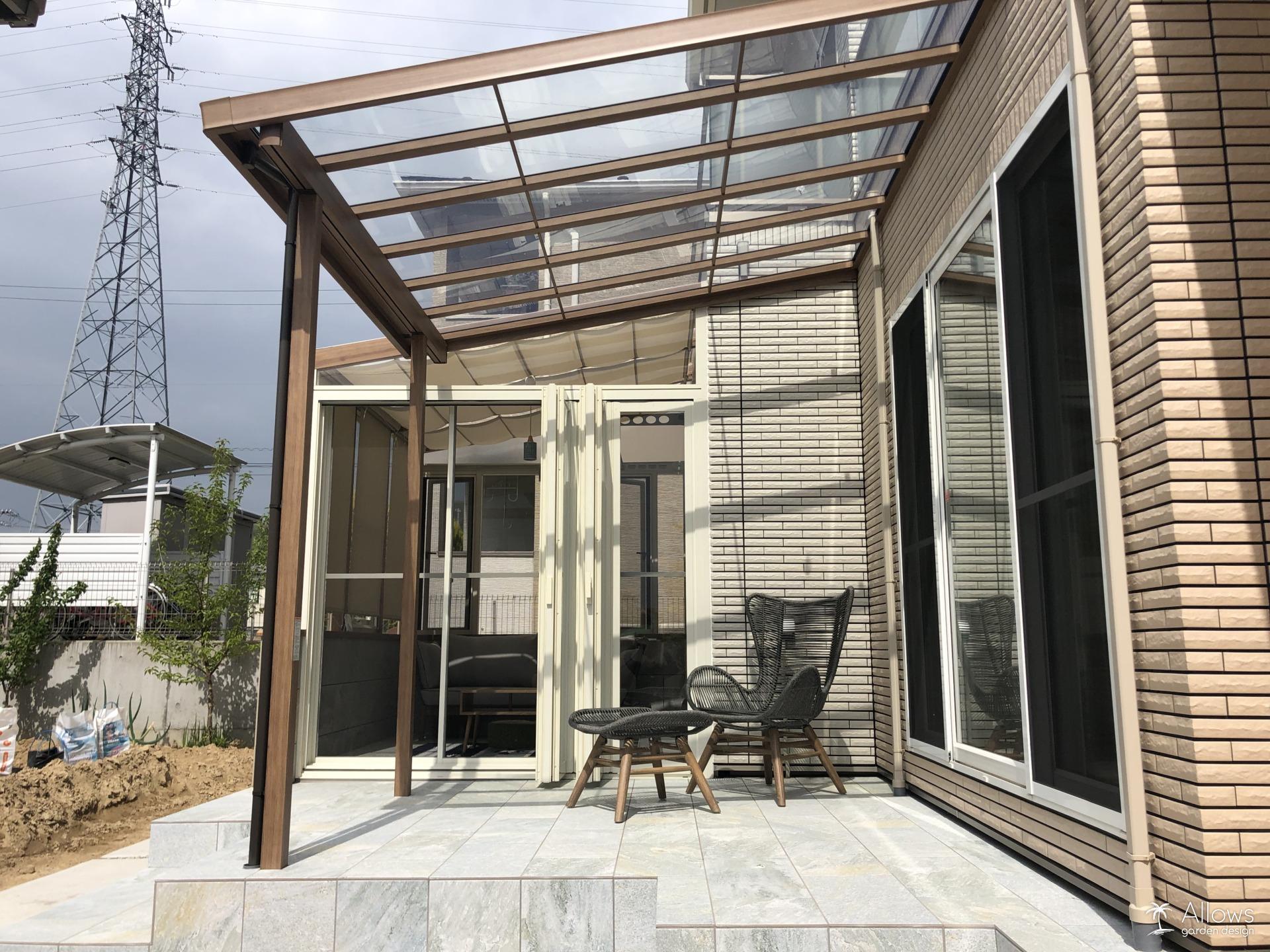 テラス屋根シュエット×タイルテラス