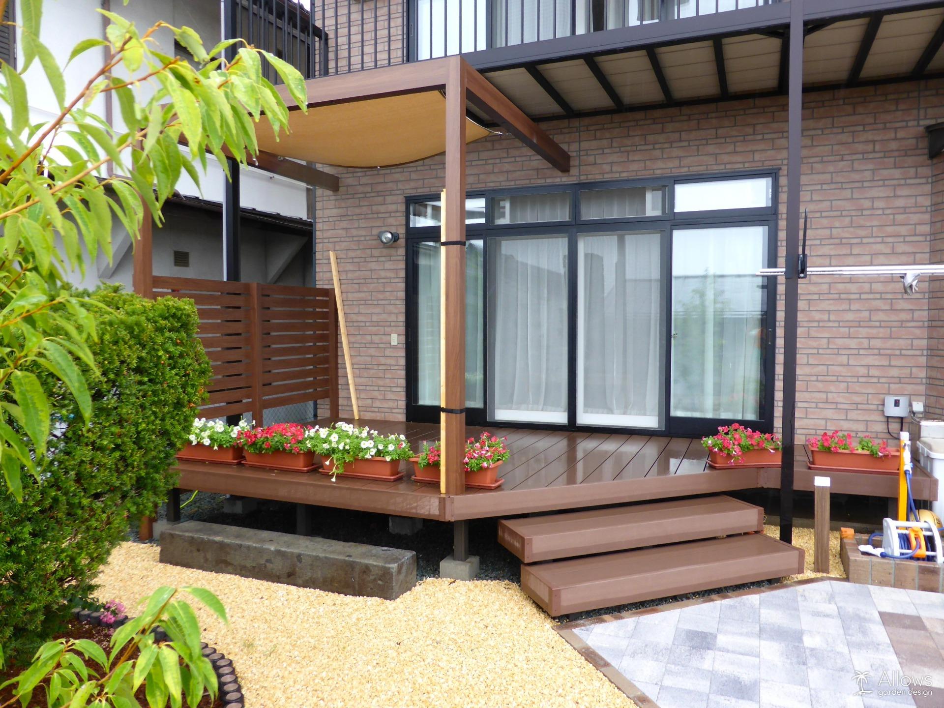 ウッドデッキと+G、日除け