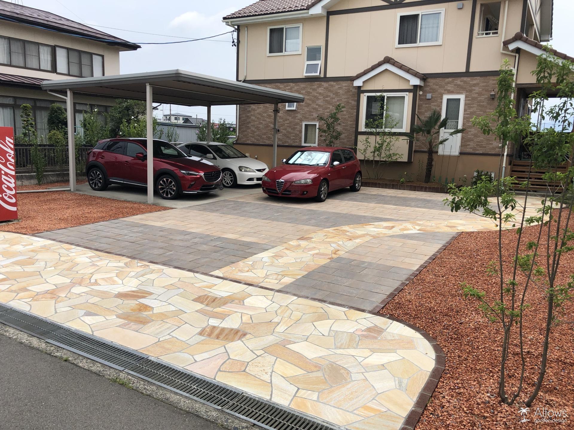 天然石（イエロー）×インターロッキング（パエリア）