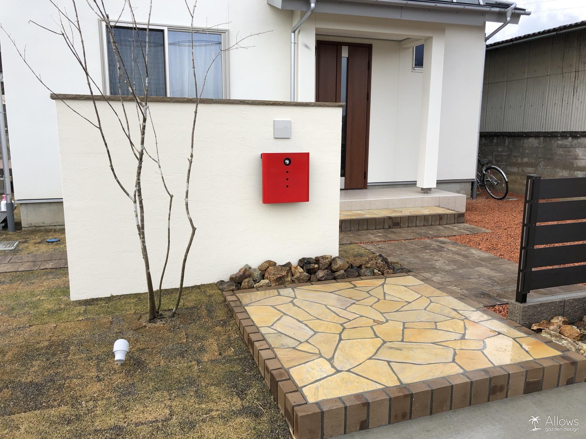 塗り門袖×天然石石張り(イエロー)