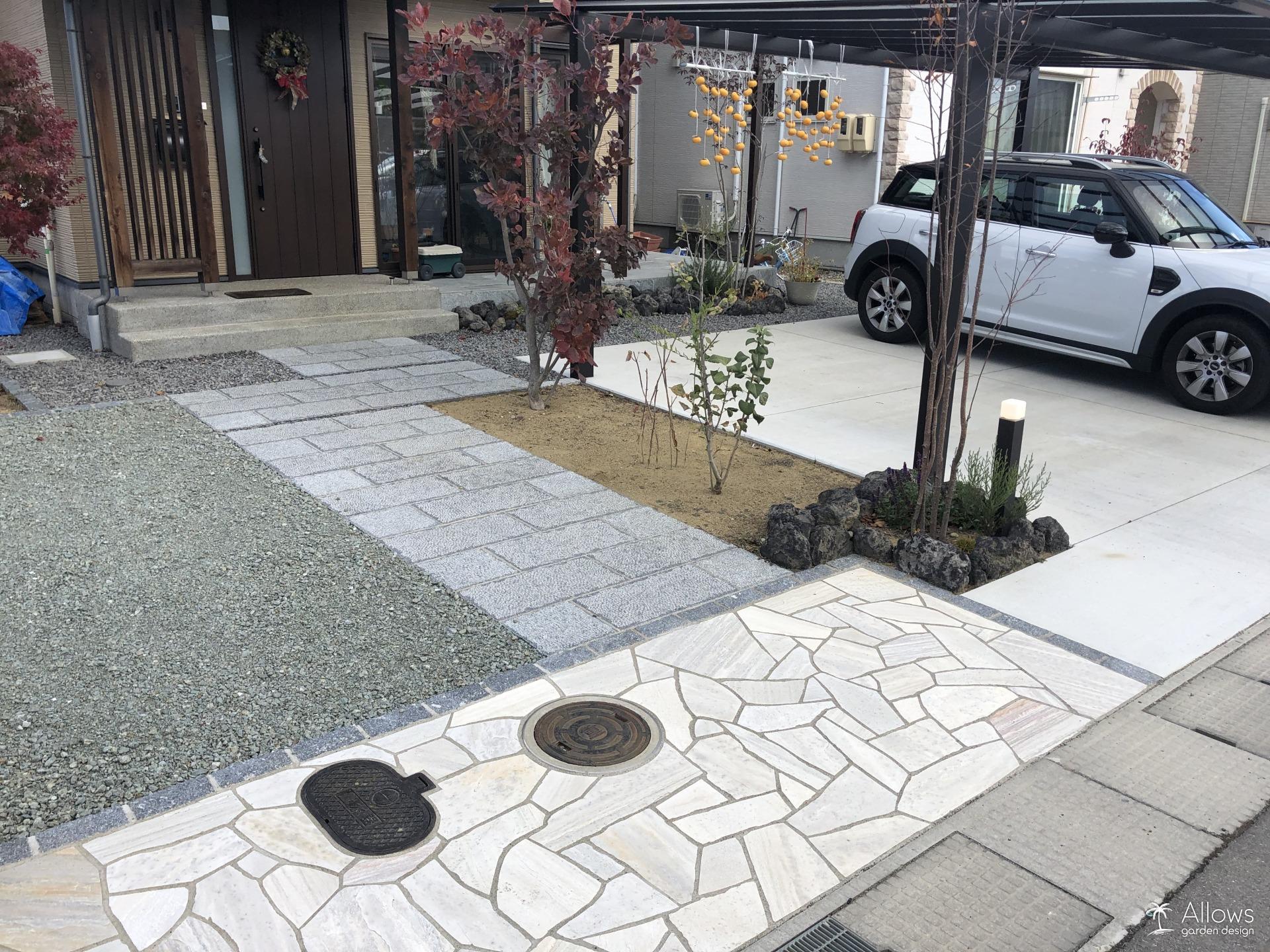 天然石乱張り✕御影石平板